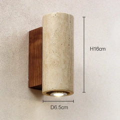 Natural Stone Cylinder Up/Down Light Wall Sconce with Bronze Finish