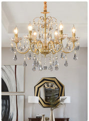 Gold Crystal Waterfall Chandelier Light with Tiered Cascade Droplets