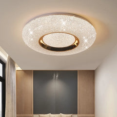 Modern Crystal Ring Semi-Flush Mount Ceiling Light with Gold Accents