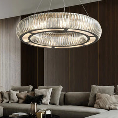 Modern Crystal Ring Pendant Light with Gold Finish Metal Frame