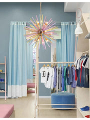 Gold Metal Frame Starburst Pendant Light with Colorful Glass Rods