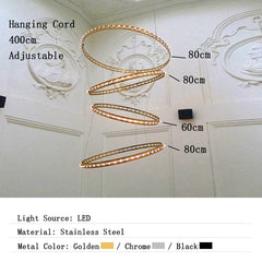 Chandelier with labeled dimensions against a white ceiling background