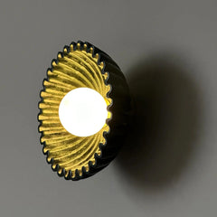 Green Ceramic Floral Wall Sconce with Gold Accents