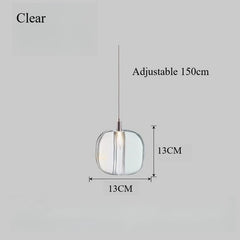Smoked Gray Amber Clear Crystal Ball Pendant Light