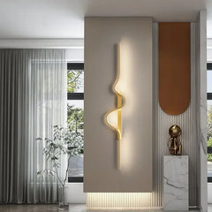 Modern Gold Finish Wave Sconce with Minimalist Metal Frame