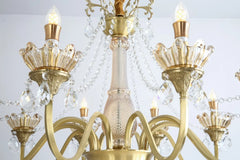 Gold Crystal Candelabra Chandelier With Faceted Crystal Accents