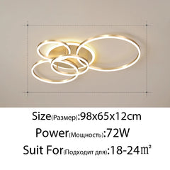 Modern Gold Interlocking Rings Flush Mount Ceiling Light Fixture