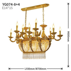 Gold Mermaid Candelabra Chandelier with Crystal Drapes