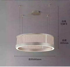 Modern Ring Pendant Light with Cracked Glass and Brushed Metal Finish