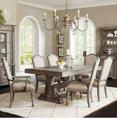 Distressed Wood Candle Chandelier Semi-Flush Mount Light