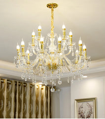 Gold Crystal Candelabra Chandelier with Flame Tip Bulbs