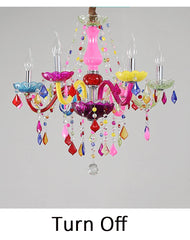 Rainbow Crystal Chandelier with Color Shades and Jewel Drops