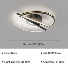 Modern Geometric Frame LED Ceiling Light Black Finish