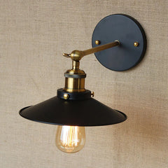 Brass Cone Shade Industrial Wall Sconce with Adjustable Arm