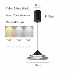 Black Tiered Pendant Light with Frosted Glass Diffuser