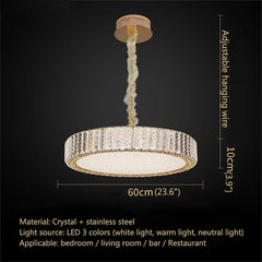 Modern Gold Crystal Oval Chandelier with Integrated LED