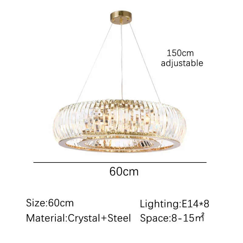 Chandelier with dimensions and specifications on a white background