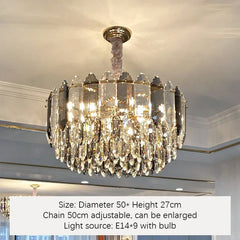 Crystal Waterfall Pendant Lighting Fixture with Gold Faceted Accents