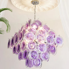 Cascading Glass Disc Chandelier - Modern Semi-Flush Mount Fixture