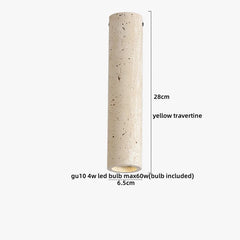 Cylindrical light fixture with dimensions and bulb information on a white background