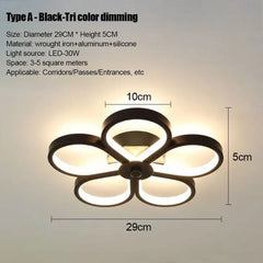 Modern Flower Semi-Flush Mount Ceiling Light Black White Gold