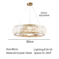 Chandelier with dimensions and specifications on a white background