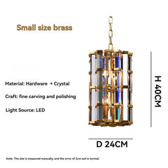 Gold Crystal Prism Faceted Pendant Chandelier with Chain