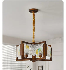 Brushed Gold Floral Pendant Light with Frosted Glass