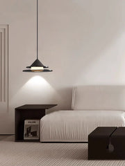 Black Tiered Pendant Light with Frosted Glass Diffuser