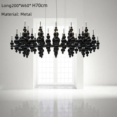 Black Globe Cluster Pendant Light with Polished Metal Frame