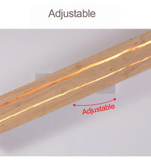 Wooden shelf with gold accents and 'Adjustable' text on a white background