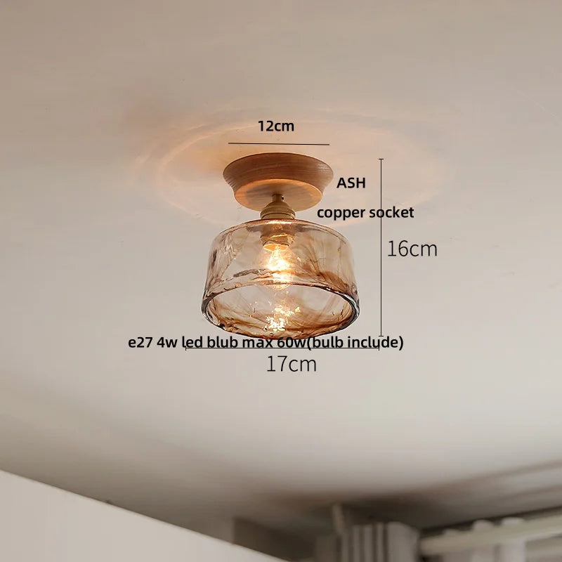 Ceiling light fixture with measurements on a neutral background