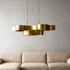 Gold Petal Wave Semi-Flush Mount Ceiling Light Fixture Warm Brass