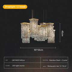 Gold Frame Crystal Waterfall Pendant Light with Cascading Strands