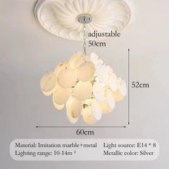 Gold White Marble Disc Chandelier Hanging Pendant Light