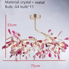 Gold Leaf Shaped Chandelier Modern Pendant Light