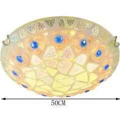Seashell Mosaic Flush Mount Ceiling Light with Blue Gem Accents