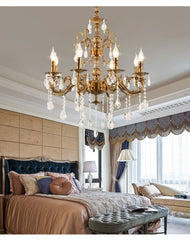 Coppery Multi-Arm Crystal Chandelier