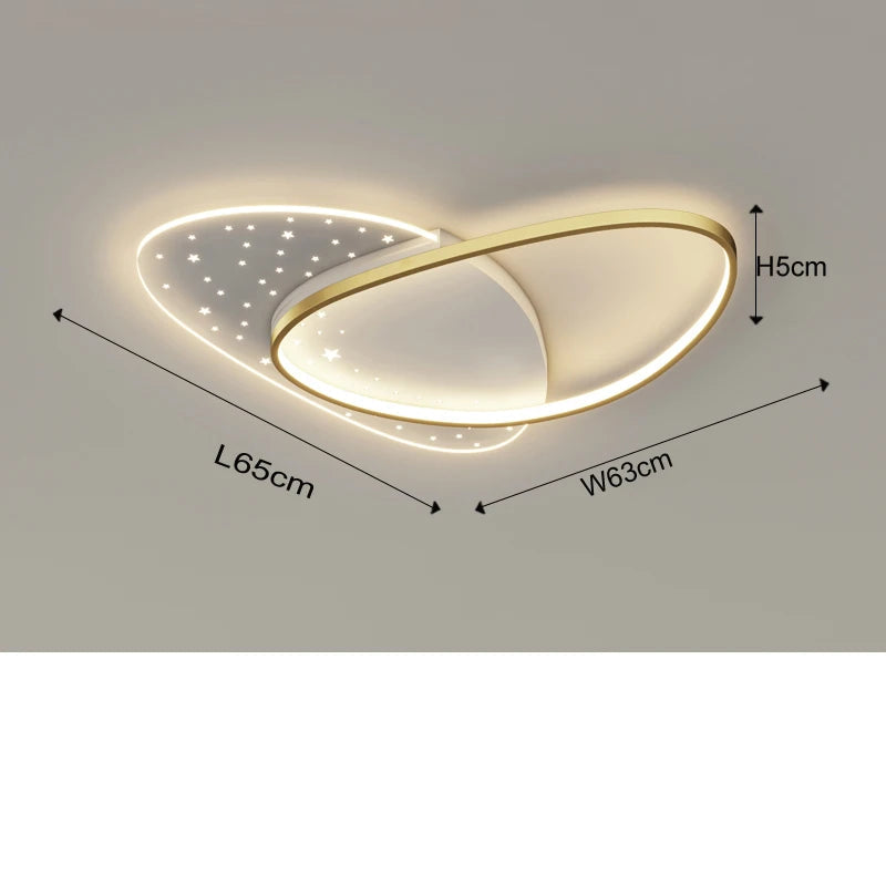 Ceiling light fixture with dimensions and power rating on a gray background