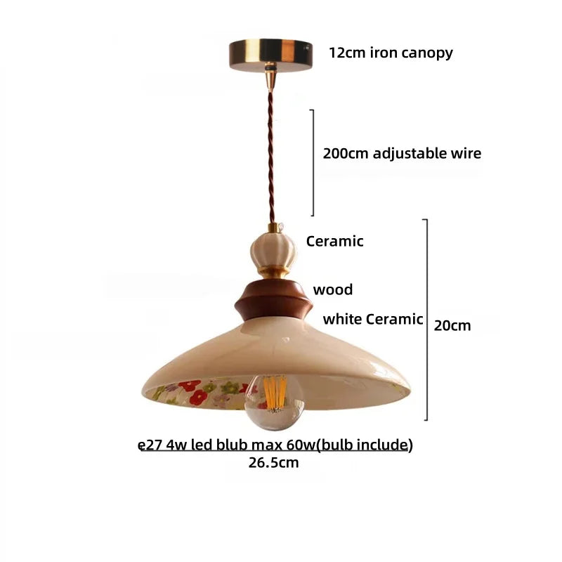 Pendant light with measurements and material details