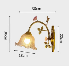 Gold Flower Wall Sconce Glass Shade Light