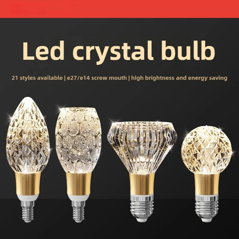 Acrylic crystal LED globe bulb with E27 base for chandelier and pendant lighting
