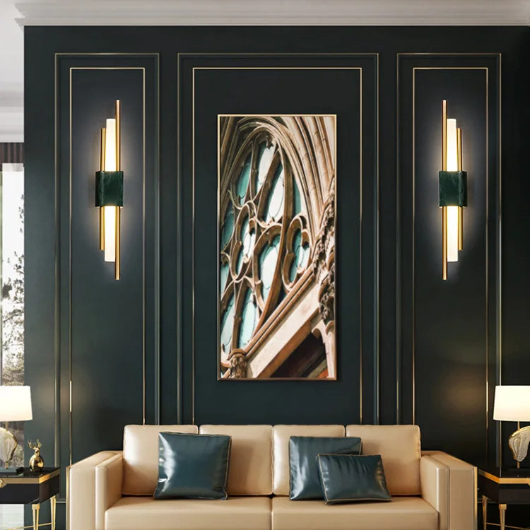 Decorative indoor wall sconce with two light sources for bedroom accent lighting