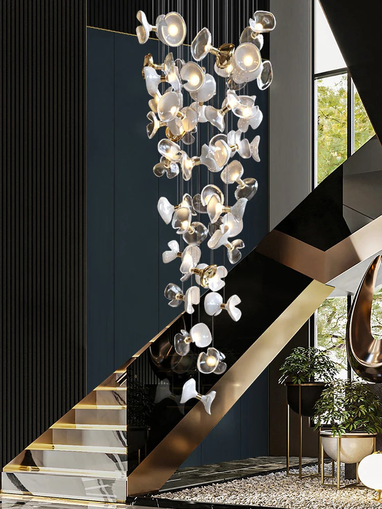 “Adjustable vertical LED chandelier in clear glass”