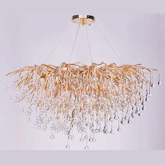 Alloy chandelier with LED bulbs showcased in a decorative room setting