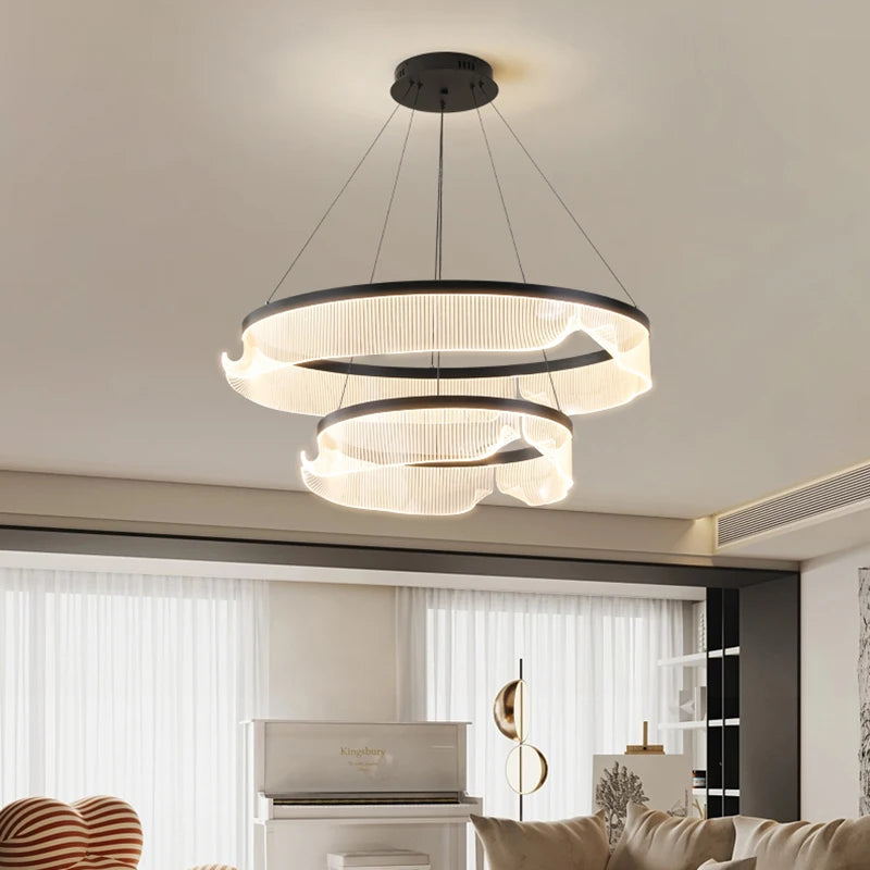 “Alloy round ceiling hanging lamp above table”
