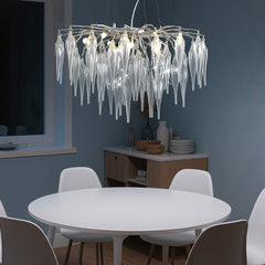 “Amber glass pendant chandelier for modern dining room”