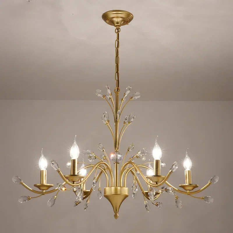 Crystal branch chandelier with three lights hanging from a chain
