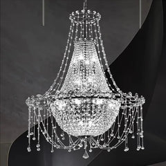 “American necklace crystal chandelier E14 polished steel luxury ceiling light”
