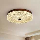 “American retro round glass LED ceiling lamp, E27, iron frame”